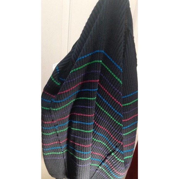 Pendleton Cardigan dark blue with colorful stripes women's sweater med academia - Picture 8 of 9